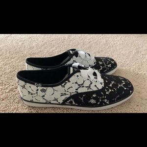 Keds black white lace